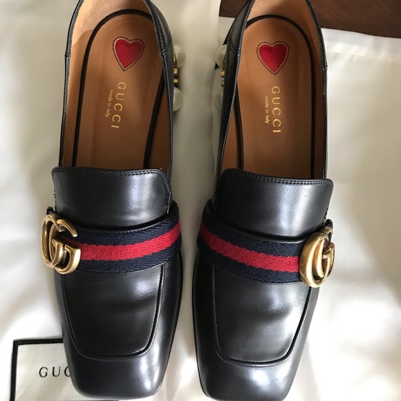 SOLD‼️ Gucci Mid Heel Pearl Loafers 36.5 /7 - Picture 3 of 11